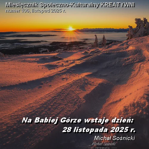Na Babiej Górze wstaje dzień: 28 listopada 2025 r. / Michał Sośnicki