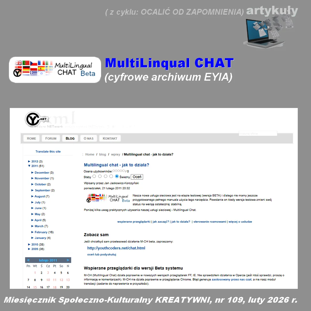 MultiLinqual CHAT: cyfrowe archiwum EYIA (z cyklu: ocalić od zapomnienia)